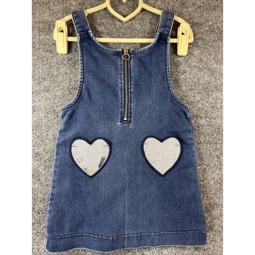 365 Kids from Garanimals Girls Denim "Genius" Heart Jumper Dress - Size 4